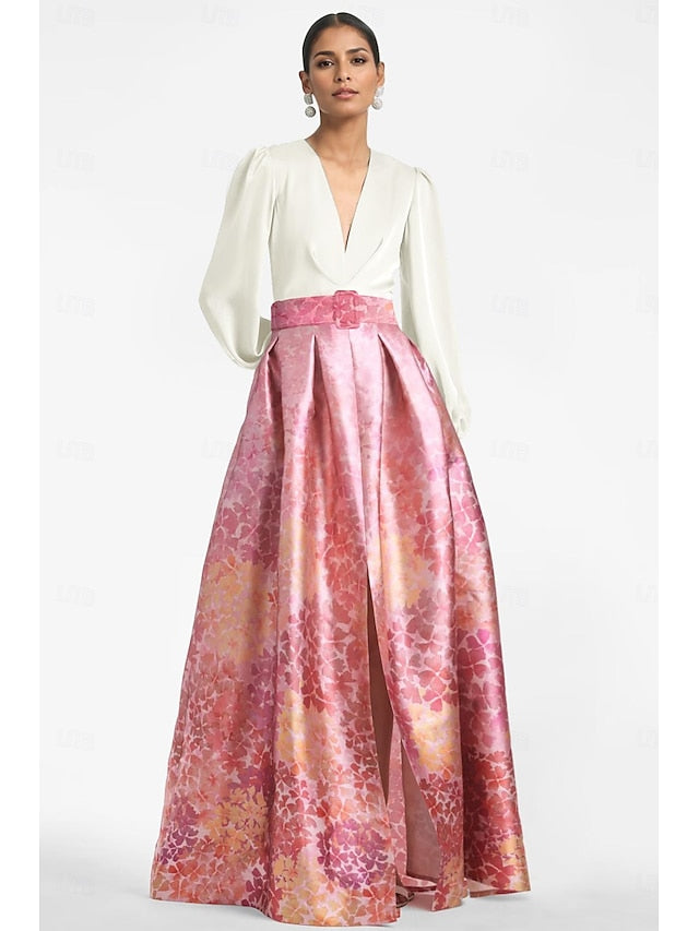 A-Line Wedding Formal High Evening Split Floor Gown Dress Guest FashionChic