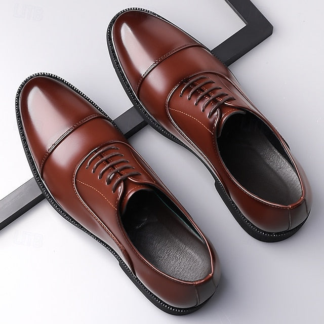 Shoes Dress Brown Oxford Design Cap-Toe Classic Men's – FashionChic