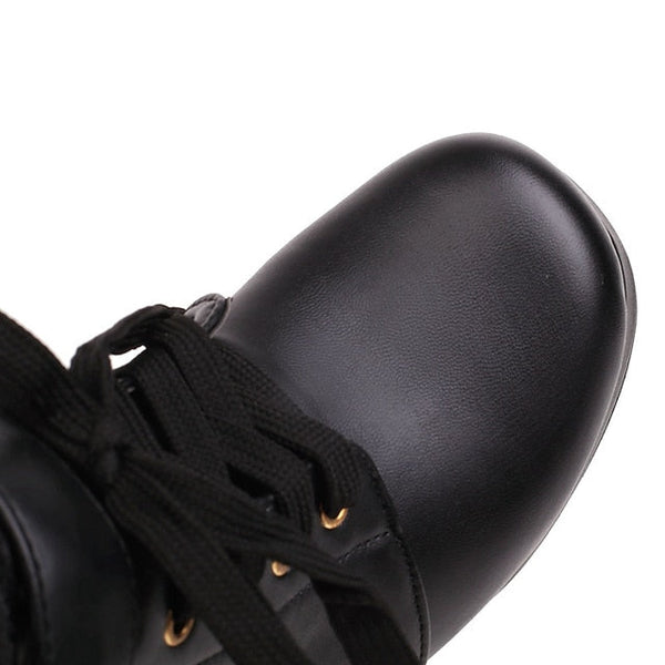 Ankle Women's – Wedding Bridal Lace-Up White Boots Shoes FashionChic