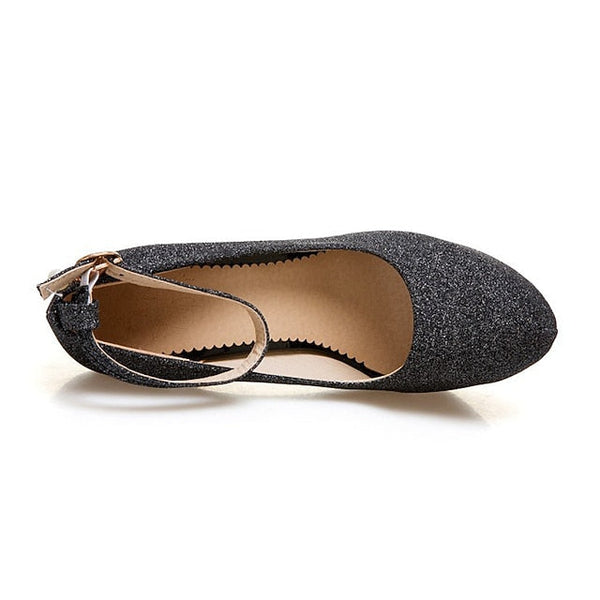 Stiletto Silver Heels Women's Glitter Ankle with Platform FashionChic