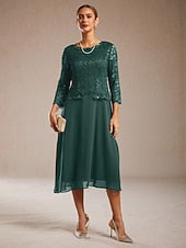 Women's Midi Dress Chiffon Dress Elegant Wedding Guest FashionChic