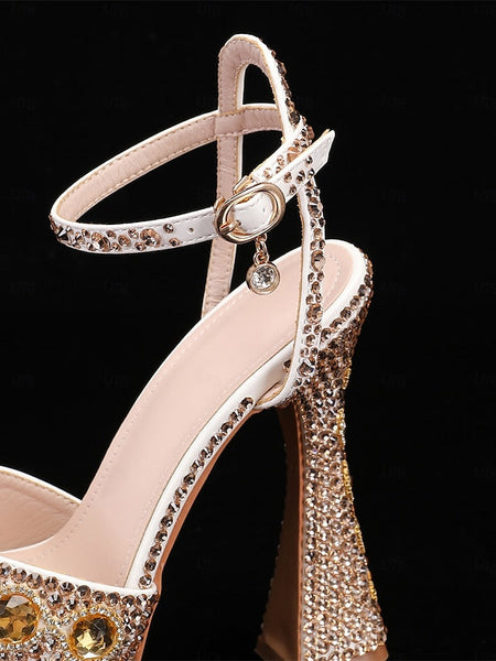 Glamorous Women's with Platform Crystal-Embellished Sandals FashionChic