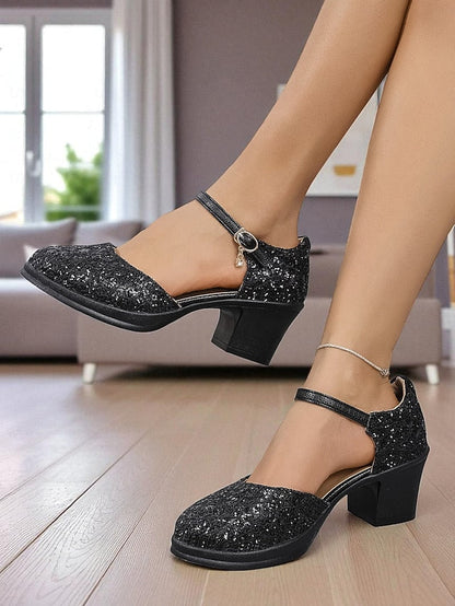 Jane Comfortable Mary Shoes Women's Low Lace Chunky - Heel FashionChic