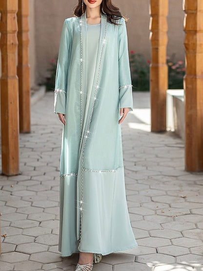 Bride Neck Elegant Crew Floor Vintage Dress A-Line the of Mother FashionChic