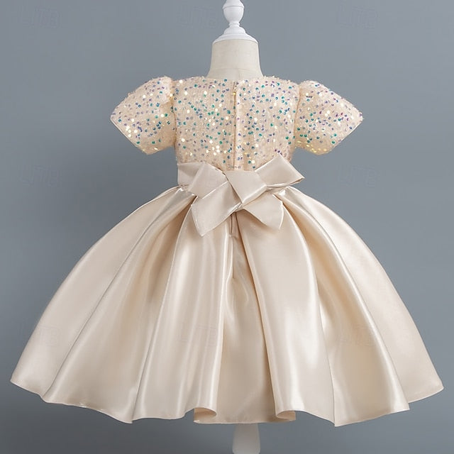 Party Sequin Dress Wedding Short Girls' Toddler Sleeve FashionChic