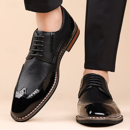 Shoes Wingtip Faux Burgundy Leather and White Men's Oxford FashionChic