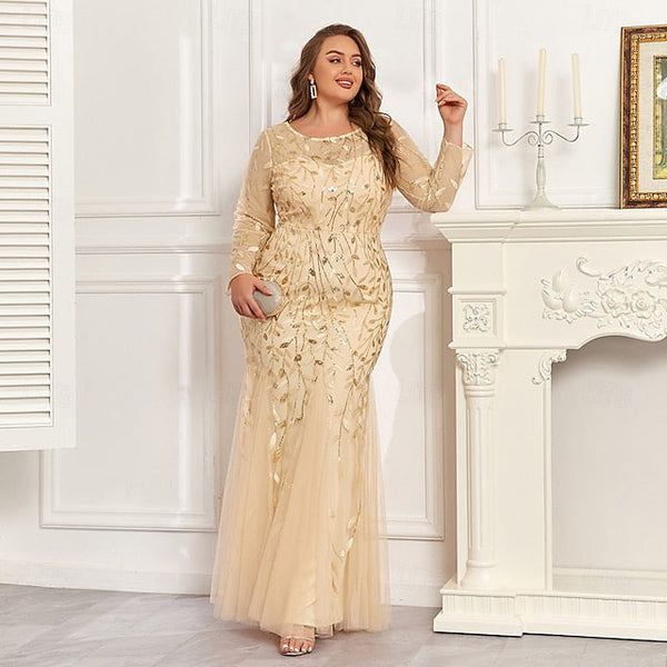 Mermaid Trumpet Floor Length Evening Gown Sparkle Plus Size FashionChic