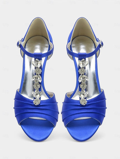Satin Detail Open-Toe with White – Heels Bridal Crystal FashionChic