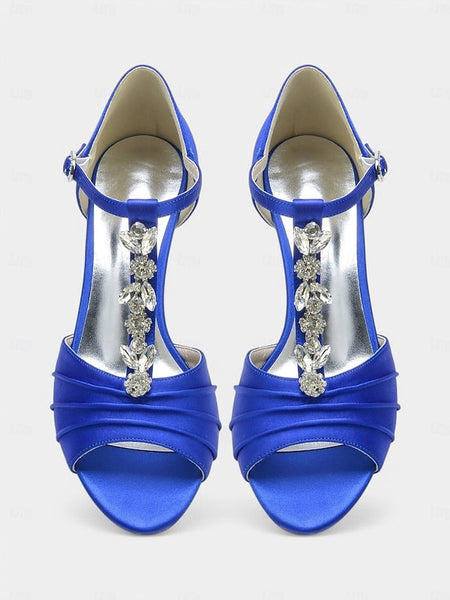 Satin Detail Open-Toe with White – Heels Bridal Crystal FashionChic