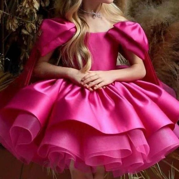 Color Party Dress Flower Kids Girls' Girl Solid FashionChic