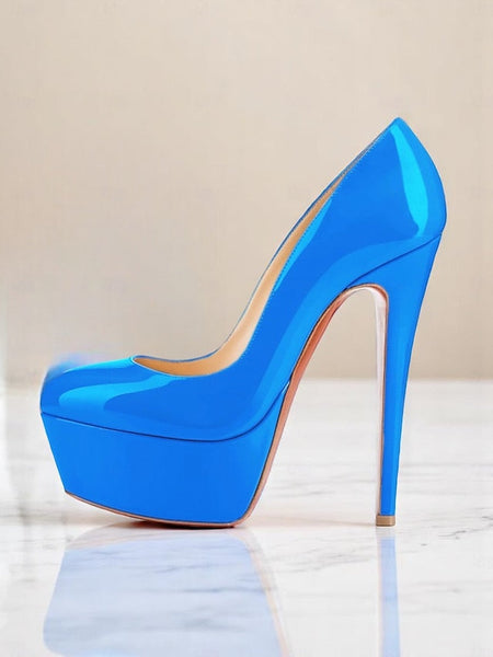 Platform Black Women's Pointed-Toe and with Heels Patent FashionChic