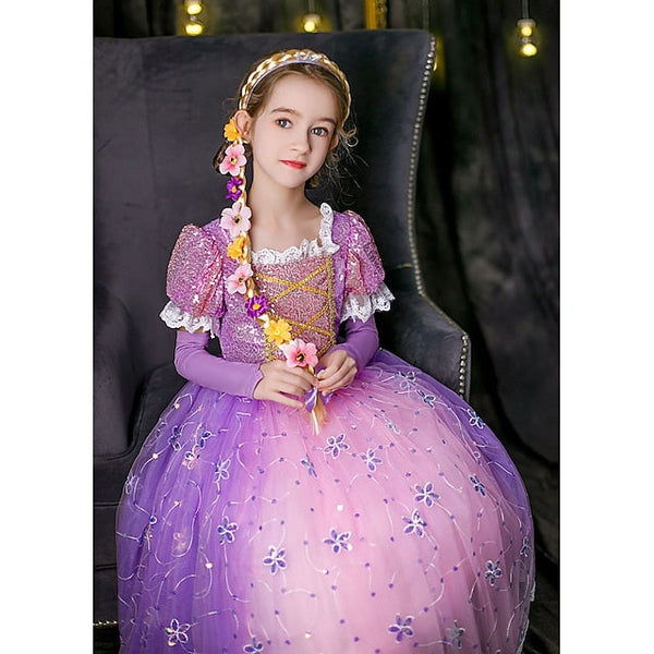 Cloak Princess Dress Cosplay Flower Girl Rapunzel FashionChic