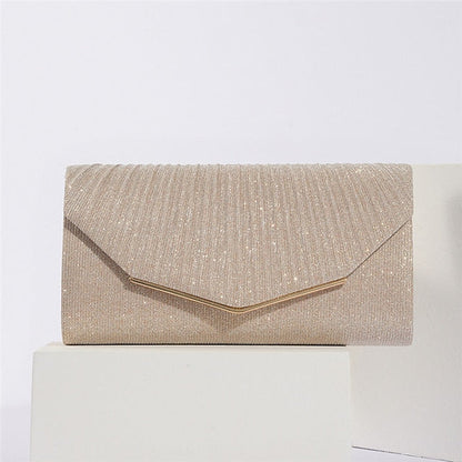 Evening with Glitter Women's Clutch Bag Gold Metal Elegant FashionChic