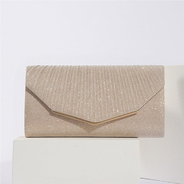Evening with Glitter Women's Clutch Bag Gold Metal Elegant FashionChic