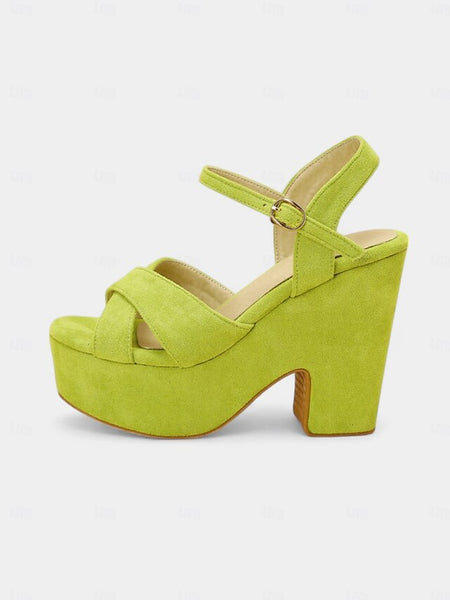 - Hot Pink Suede with Platform Ankle Sandals Strap Women's FashionChic