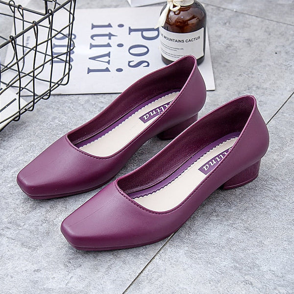 Heel Low Slip-On Pumps Black Classic Women's Toe – Round FashionChic