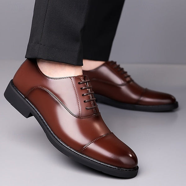 Shoes Dress Brown Oxford Design Cap-Toe Classic Men's – FashionChic