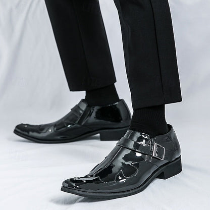 Formal Monk Black – Dress Men's Strap Leather Shoes FashionChic
