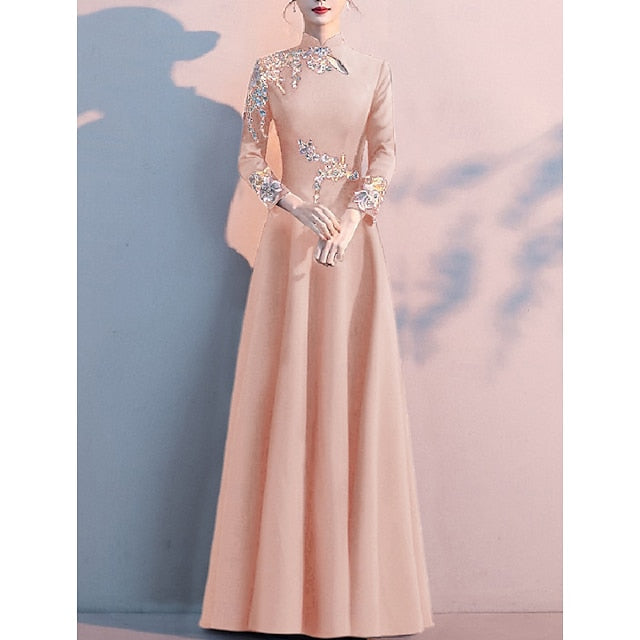 the Bride High Simple Neck Mother Dress A-Line of Floor Elegant FashionChic
