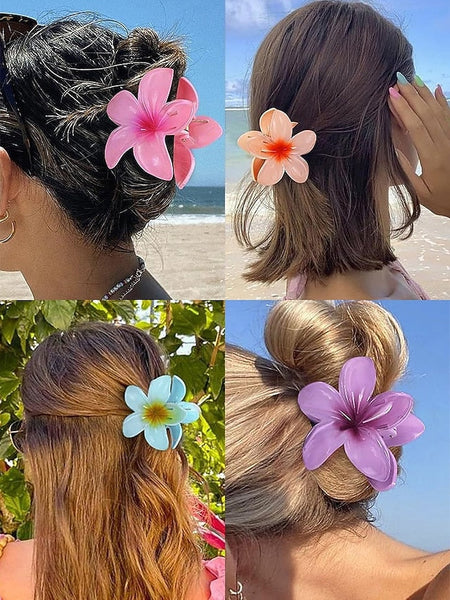 Clips Flower Plumeria Hair – Resin Tropical 6PCS Hawaiian FashionChic