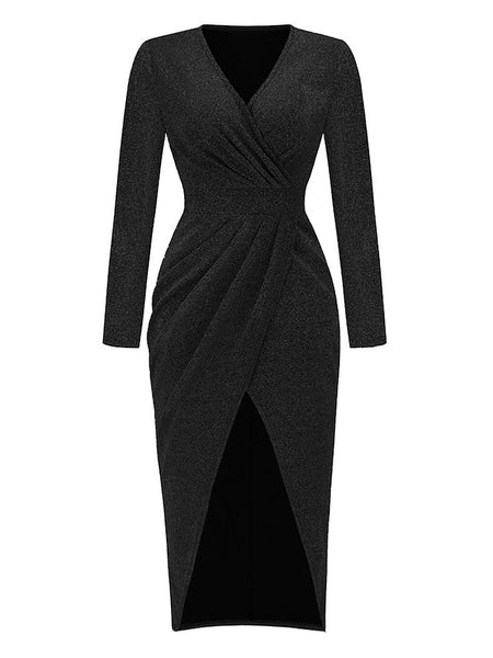 Women's Black Dress Party Dress Wedding Guest Dress Ruched