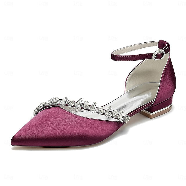 Elegant Pointed Wedding Satin Women's – White Flats Toe FashionChic
