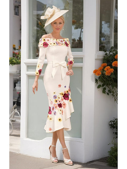 Off Mother Formal Bride Shoulder the of Sheath Dress Elegant FashionChic