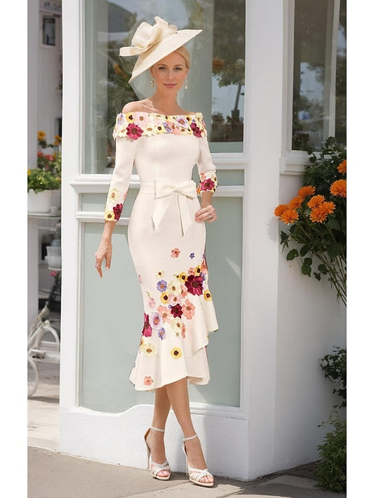 Off Mother Formal Bride Shoulder the of Sheath Dress Elegant FashionChic