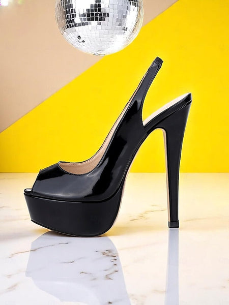 Women's Platform Stiletto PU Orange Leather Heels Patent FashionChic