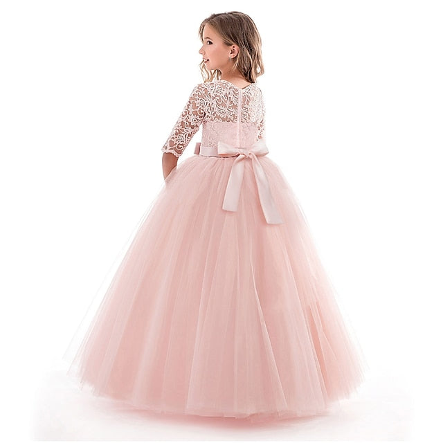Princess Flower Kids Years Dress Prom 3-13 Lace Girl FashionChic