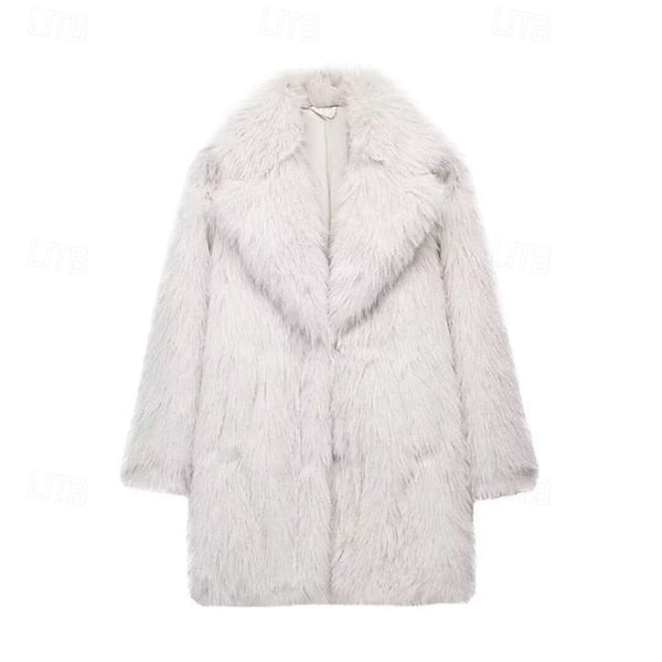 Comfortable Warm Women's Fur Pocket Coat Faux Furs FashionChic