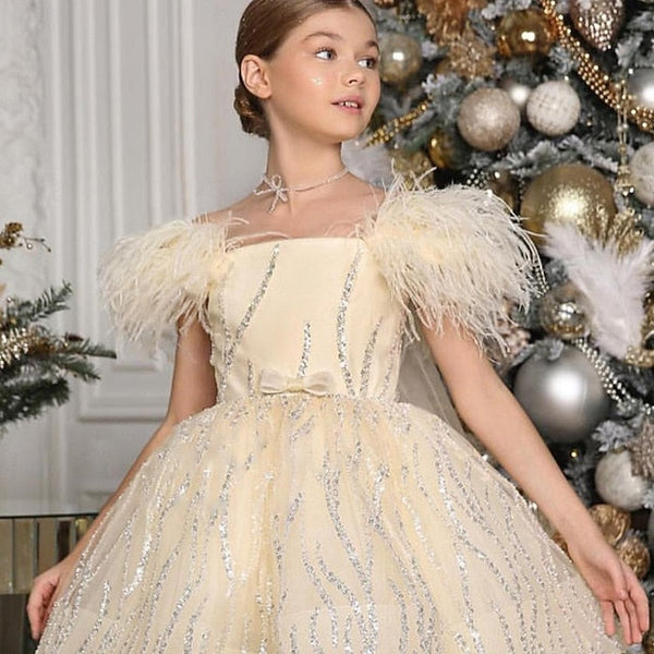 Kids Sleeveless Color Dress Girls' Party Solid Performance FashionChic