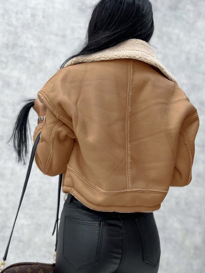 Warm Pocket Women's Leather Buttons Jacket Faux Comfortable FashionChic
