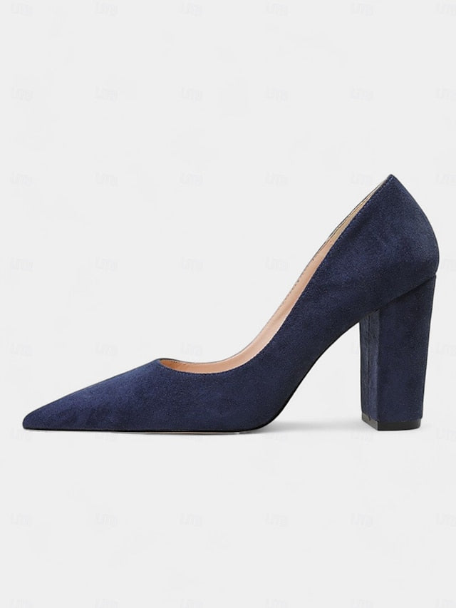 Classic Suede Women's Heel | Block Pointed High Heels Toe FashionChic