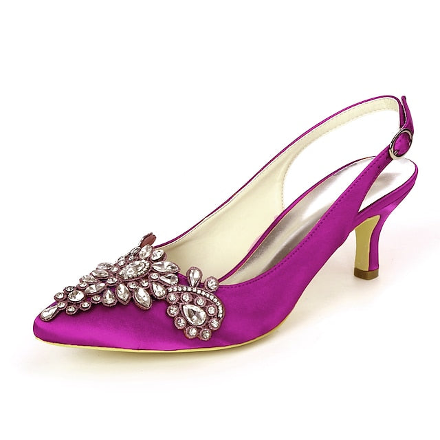 Heels Women Slingback - for Crystal Beige Embellishment with FashionChic