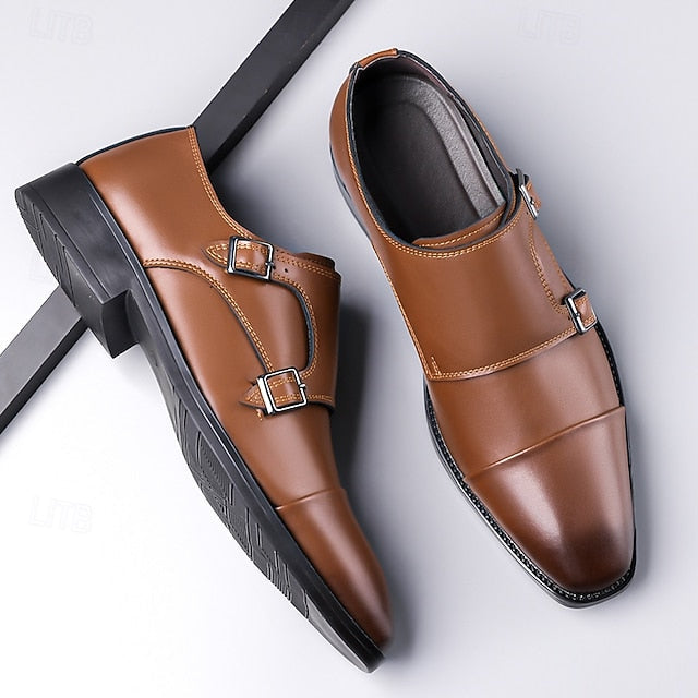 Strap Double – Men's Leather Elegant Shoes Monk Dress FashionChic