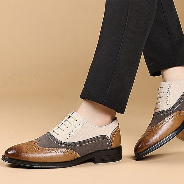 and Men's Oxford Gray Shoes Classic Brogue Brown Dress FashionChic