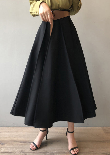 Black Cotton Skirt Exra Large Hem Wrinkled High Waist Fall WD015 HS-SKTS241103