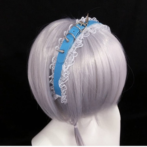 Blue/White with Studded Punk Accents Trim Lace KC FashionChic