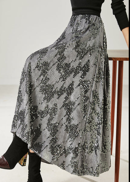 French Grey Sequins Exra Large Hem Skirt Summer AZ1035 shopify