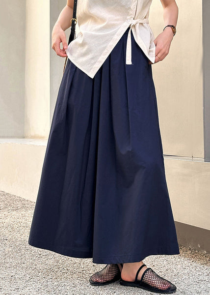 New Navy Pockets Elastic Waist Cotton Crop Pants Summer AF1077 HS-CPTS240914