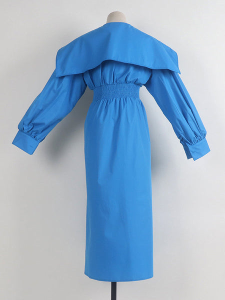 Pleated Black Asymmetric Lapel Waisted Long High Modern Belted FashionChic