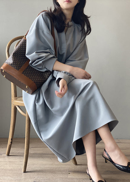 Elegant Apricot V Neck Tie Waist Cotton Long Dress Fall AF1069 HS-FDL240914