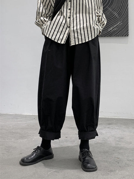 Simple Coffee Elasticity High-Waisted Pockets Pleated Harem Pants WS009 shopify