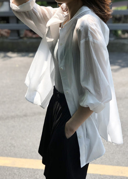 Original Design Blue Peter Pan Collar Lace Up Cotton Shirts Fall QC019 shopify