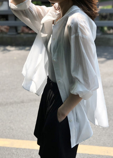 Original Design Blue Peter Pan Collar Lace Up Cotton Shirts Fall QC019 shopify