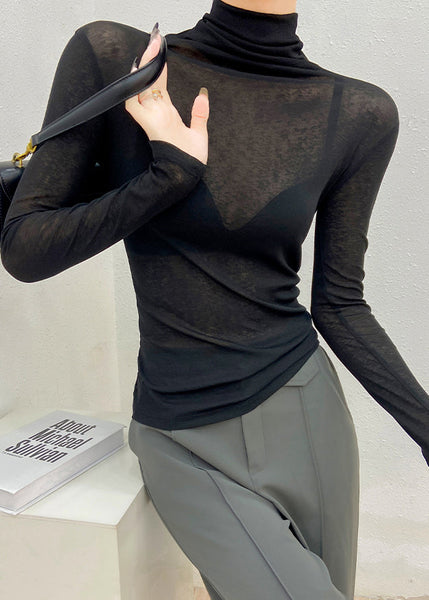 French Rose Hign Neck Slim Fit Woolen Knit Pullover Fall RV033 ABC