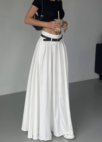 Boutique White Pockets Wrinkled High Waist Cotton Skirts Summer EE065 shopify
