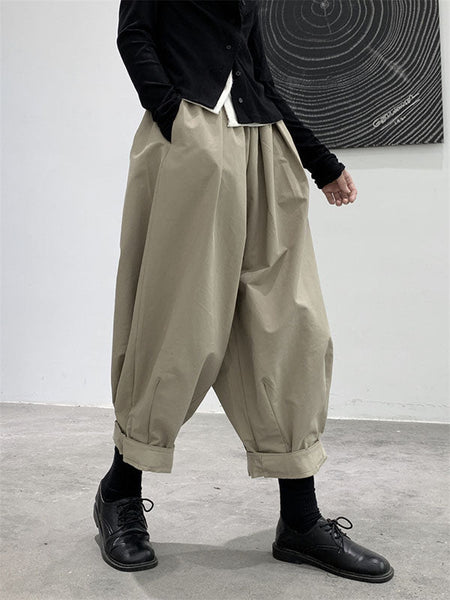 Simple Coffee Elasticity High-Waisted Pockets Pleated Harem Pants WS009 shopify