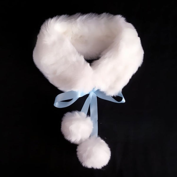 5 Pompon Charm White Colors with Scarf FashionChic